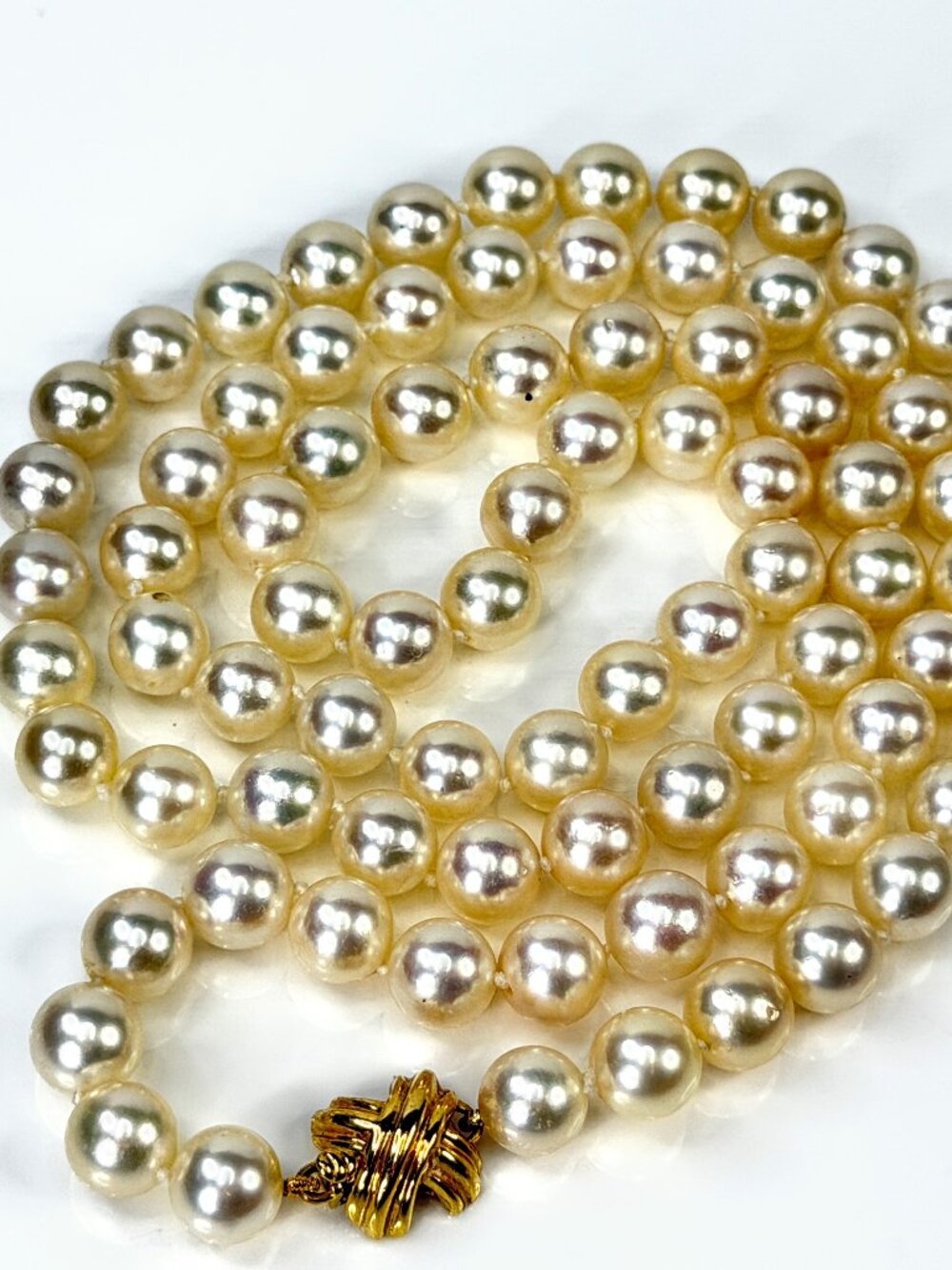 0's Tiffany & Co. 18K 31" 84 Pearl Signature X Opera Necklace authentic JR2192
